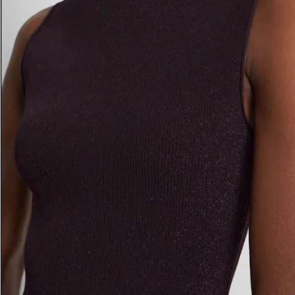 NWT Theory Black Sleeveless Mock Neck Turtleneck Shimmer Knit Sweater Top Size S - Picture 8 of 8